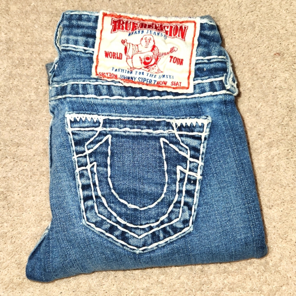 TRUE RELIGION Y2K LOW RISE SUPER T WHITE STITCH / 24"